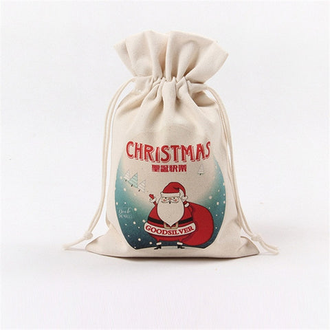 Handmade Drawstring Bag Travel Drawstring Pouch Cotton Linen Christmas Gift Bag
