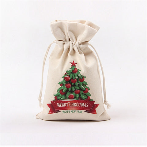 Handmade Drawstring Bag Travel Drawstring Pouch Cotton Linen Christmas Gift Bag
