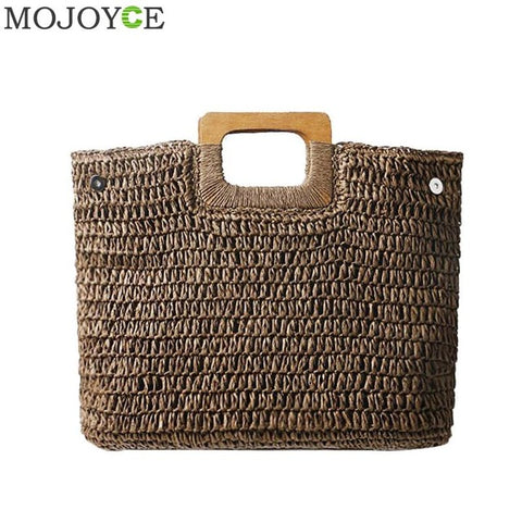 New Bohemian Straw Bags for Women Large Capacity Beach Handbags Summer Vintage Rattan Bag Handmade Kintted Travel Bags